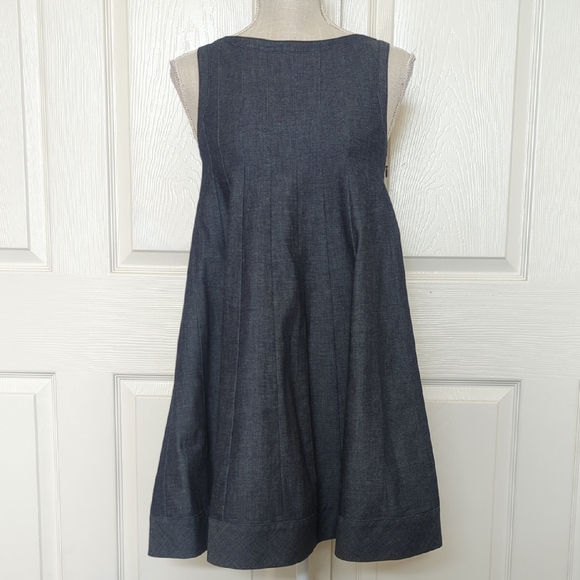 Theory Dresses & Skirts - Theory Denim Darted Pleated Sleeveless Dress